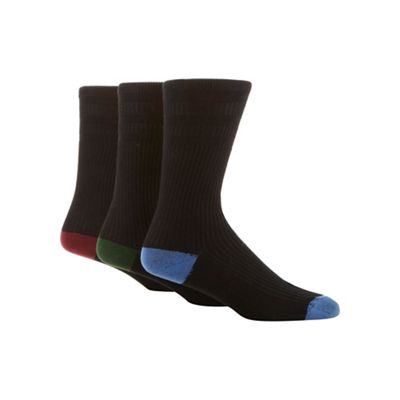 Pack of three black cotton blend 'Softop' socks